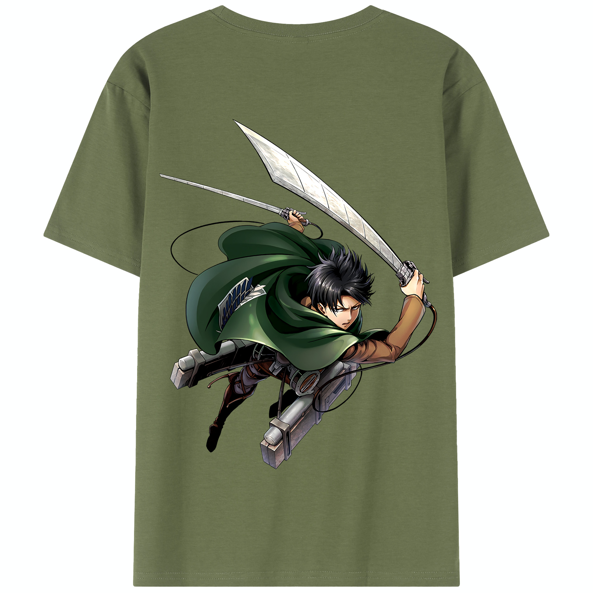 （画像用） 進撃の巨人 リヴァイ·アッカーマン Attack on Titan Levi Ackerman 綿100％半袖Tシャツ（背面プリント）